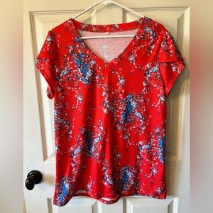 Red and blue floral top size large